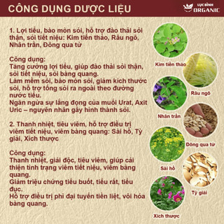 Trà Thanh Niệu - LụcBìnhOrganic - Phối hợp các thảo mộc kim ti.ền thảo, Mã đề, Râu ngô, Râu mèo...