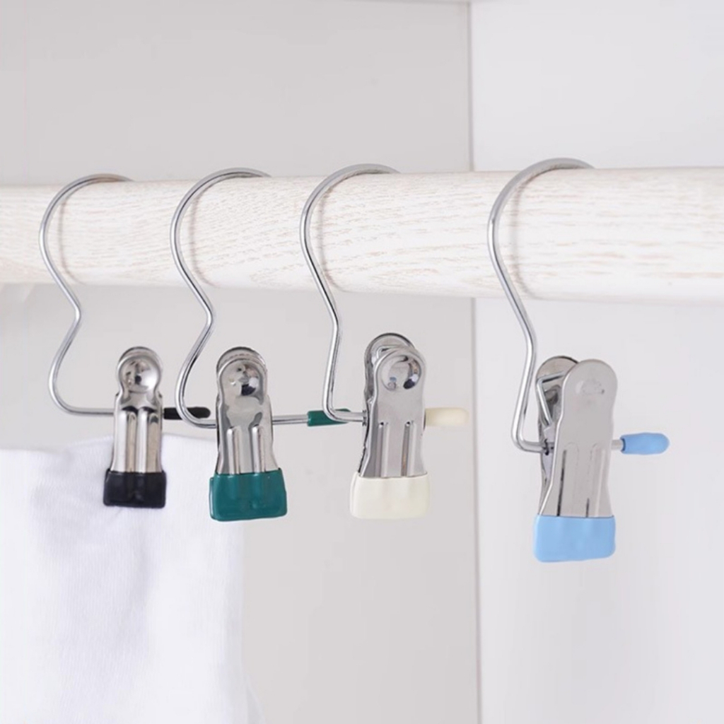 TIDY SHOP - Móc Treo Quần Áo Thép Không Gỉ Bọc PVC, Kẹp Treo Đồ Gọn Gàng Tiết Kiệm Không Gian