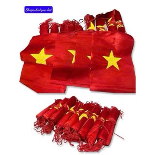 Dây Cờ Tổ Quốc - Đảng (In 2 Mặt) Cờ Đỏ Sao Vàng Dài 10m Gồm 20 Cờ – Vải Phi Bóng Dùng Treo Trang Trí Dịp Lễ Tết, Sự Kiện
