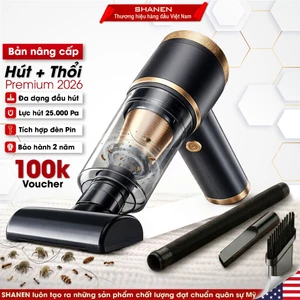 Máy hút bụi cầm tay mini không dây SHANEN, Lực hút 25.000Pa, Hút thổi bụi đa năng, Bảo hành 24 tháng