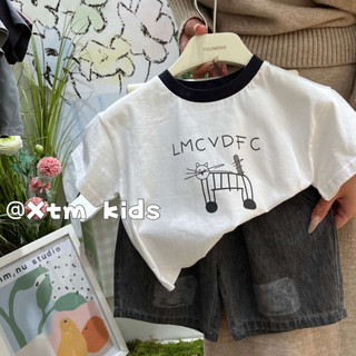 Áo phông cotton hoạ tiết hoạt hình phong cách hàn quốc cho bé