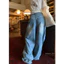 Quần jeans suông kitty mài bạc