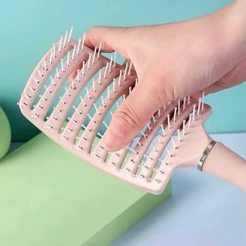 Combo 2 món gương để bàn hình hoa + lược bán nguyệt gỡ rối dễ thương tiện lợi