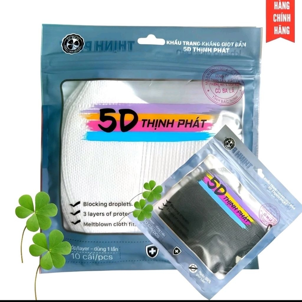 [Deal hời] Thùng 200 chiếc khẩu trang 5D THỊNH PHÁT 3 lớp kháng khuẩn form ôm chống bụi chống tia UV