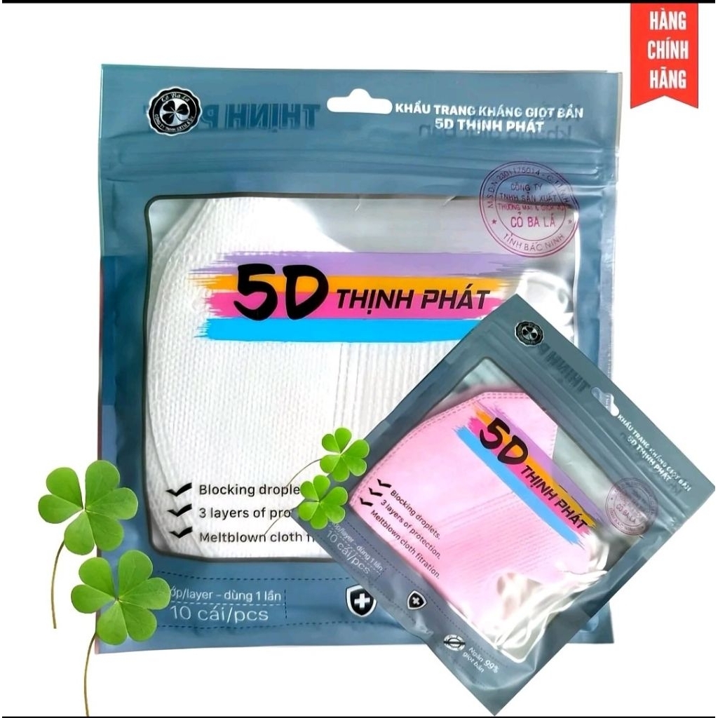 [Deal hời] Thùng 200 chiếc khẩu trang 5D THỊNH PHÁT 3 lớp kháng khuẩn form ôm chống bụi chống tia UV
