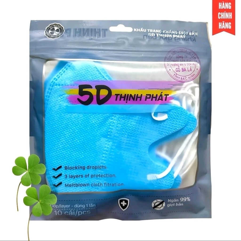 [Deal hời] Thùng 200 chiếc khẩu trang 5D THỊNH PHÁT 3 lớp kháng khuẩn form ôm chống bụi chống tia UV