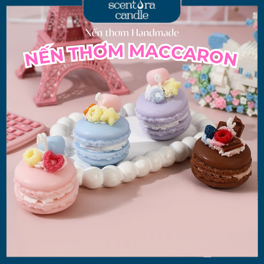 SET 3 Bánh Macaron Nến Thơm Scentora Candle 175gr, Thơm Phòng, Decor Trang Trí, Tặng Quà Sinh Nhật