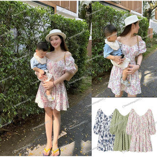 Đầm trễ vai tay bồng dáng ngắn(Sẵn xanh dương M, trắng S)