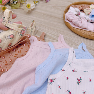 (Trứng 3-13kg) Body hai dây nhún đùi kèm nơ vải cotton