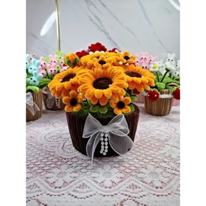 Chậu Hoa Hướng Dương Kẽm Nhung Cách Điệu Siêu Xinh