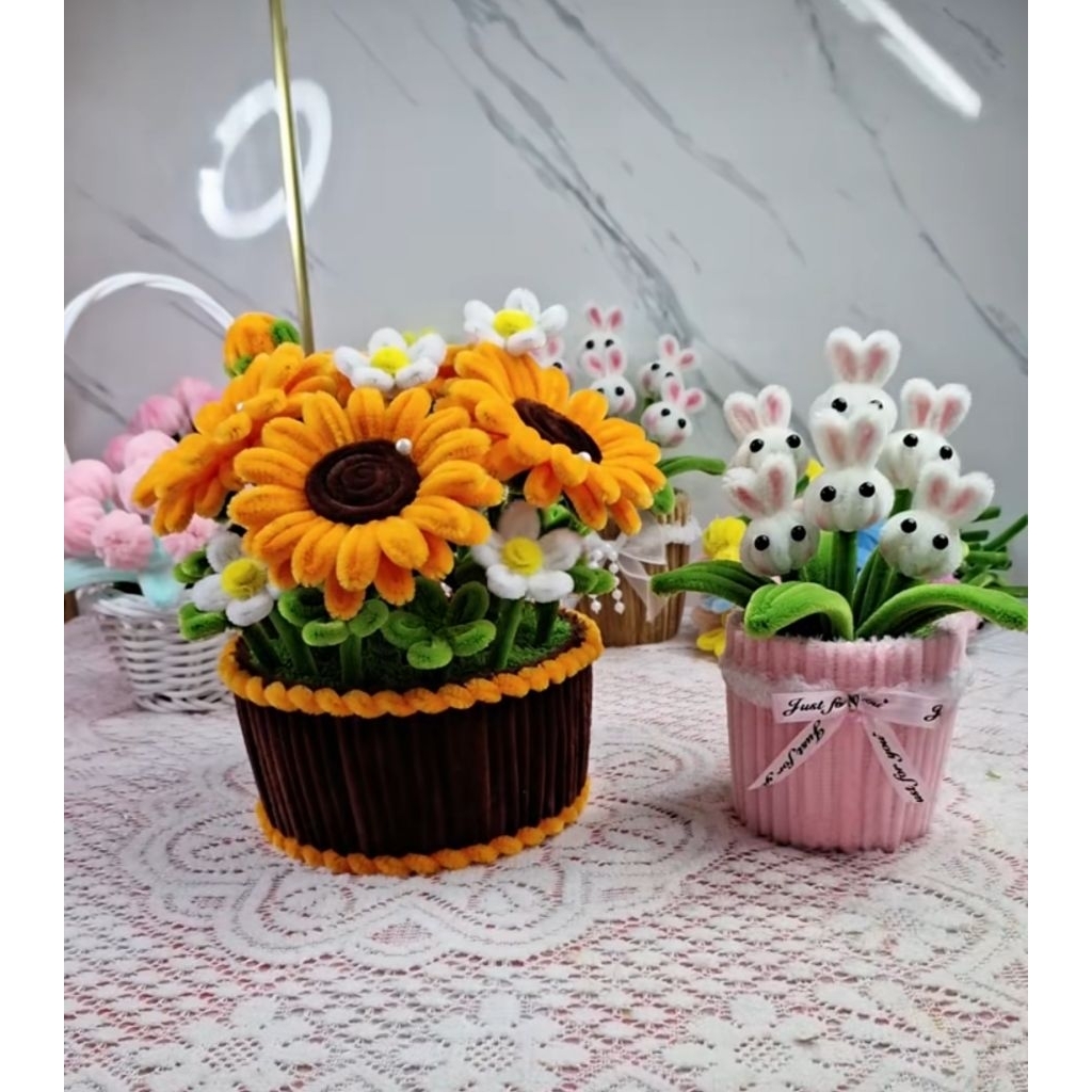 Set Nguyên Liệu Tự Làm Chậu Hoa Kẽm Nhung