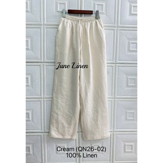 Quần dài ống suông Nam Linen 100%, 200gsm, lưng thun. JUNE LINEN QN26-02