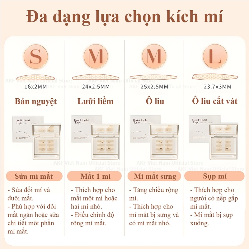 Dán Mí AKF Trong Suốt – Miếng Dán Kích Mí Tàng Hình, Thoáng Khí, Chống Mồ Hôi, Bám Dính Tự Nhiên