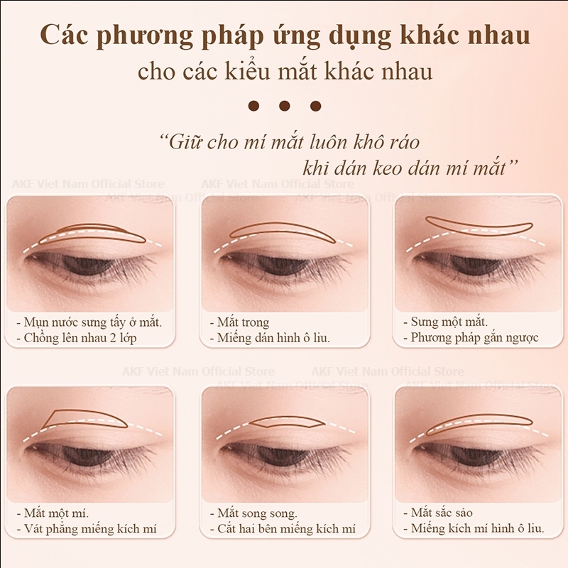 Dán Mí AKF Trong Suốt – Miếng Dán Kích Mí Tàng Hình, Thoáng Khí, Chống Mồ Hôi, Bám Dính Tự Nhiên