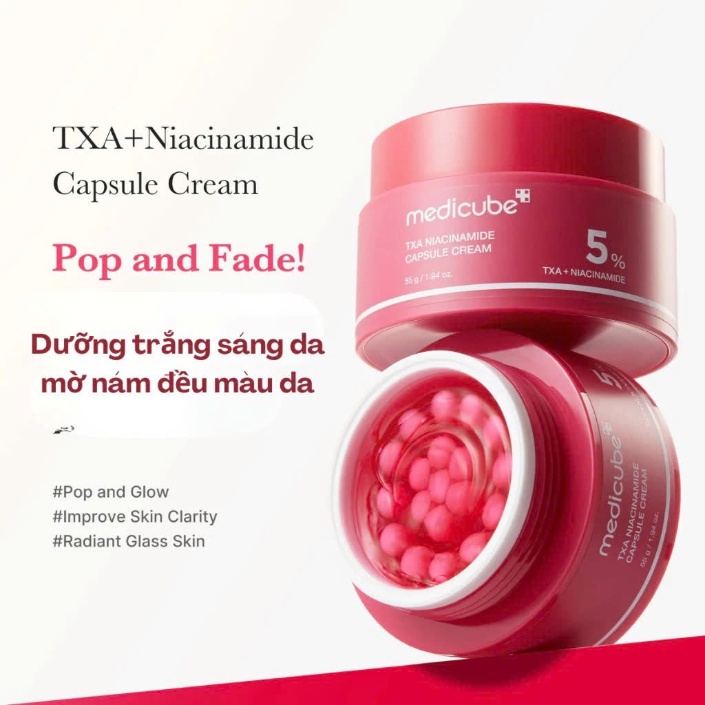 Kem Dưỡng Medicube TXA Niacinamide Capsule Cream 55g / Serum TXA Niacinamide 15% 30ml Dưỡng Sáng Da, Mờ Thâm