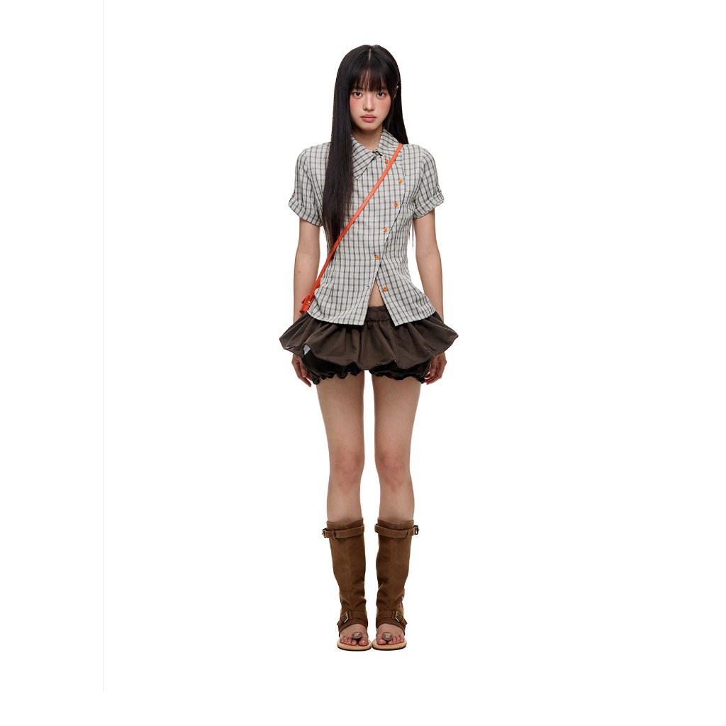 [KH51] Chân váy mini skirt Y2K dáng xòe bồng cạp trễ phong cách Acubi | Khao Boutique