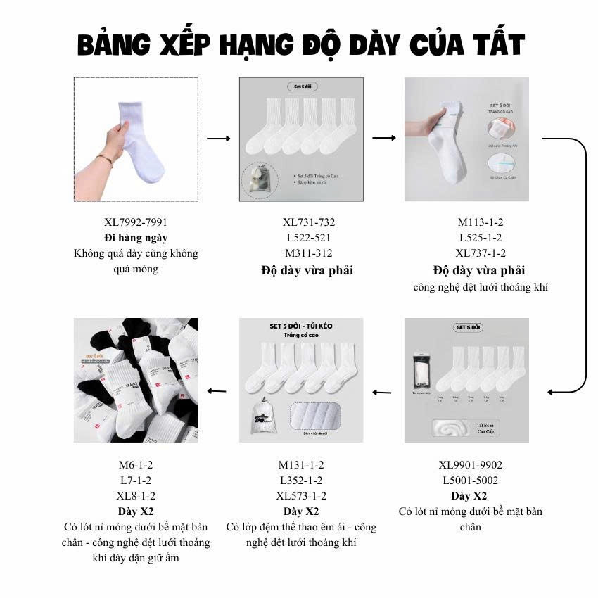 [COMBO] Tất vớ nam nữ trắng đen basic, chất liệu mềm mại êm ái - Ekiu Shop
