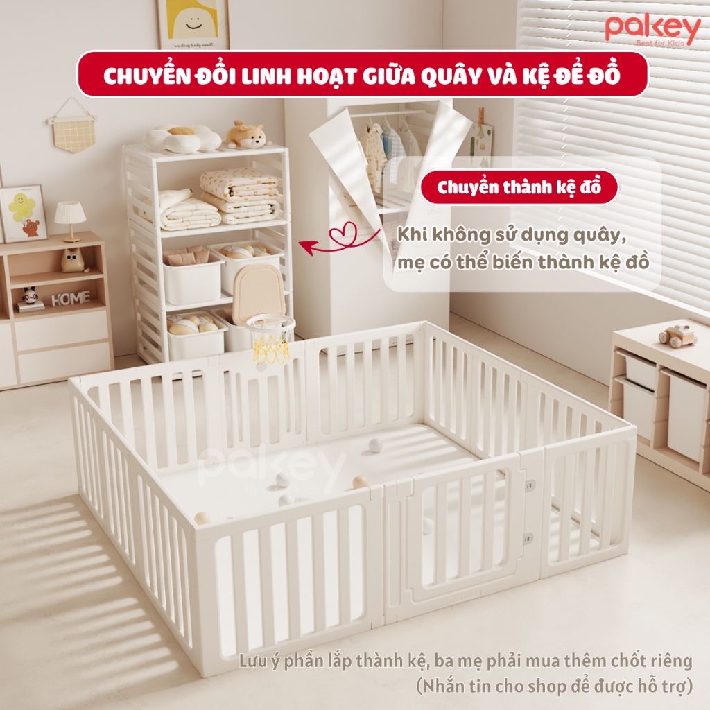 [HỎA TỐC] Quây Cũi Nhựa Cho Bé Mẫu Mới Baby Home, Quây Kết Hợp Lều, Cột Bóng Rổ Tạo Không Gian Vui Chơi Cho Bé