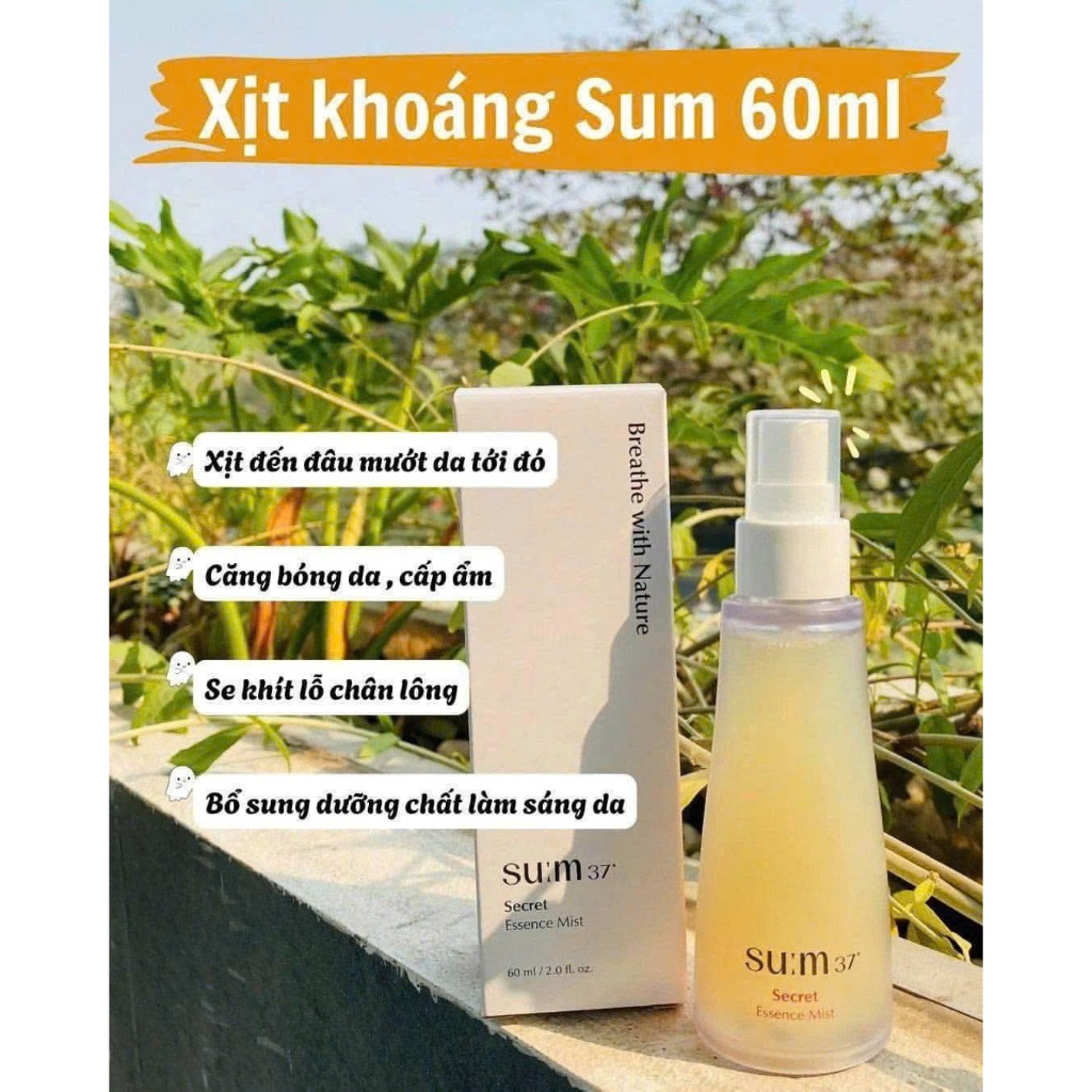 Nước Thần Sum37 - Secret Essence Mist, Dạng Xịt 60ml, Nội Địa Hàn Fullbox - Dưỡng Ẩm Phục Hồi Da