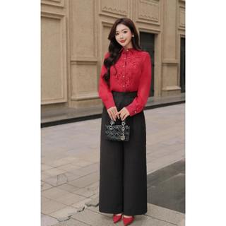 Áo Sơ Mi Nữ 𝐂𝐂𝐇𝐀𝐓 Dáng Suông Kiểu Perfetta Trang Trí Cách Điệu Chất Liệu Tơ Mềm Mại 16FDV8006ST