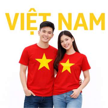 Áo Thun Cờ Đỏ Sao Vàng Việt Nam ANDROMEDA In To Ngước Ngực Phom Xuông Chung Nam Nữ
