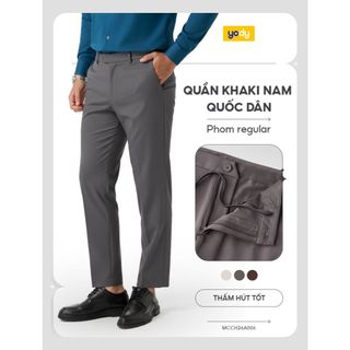 Quần dài kaki nam YODY mặt vải chạm mát, phom regular MCCH26A006