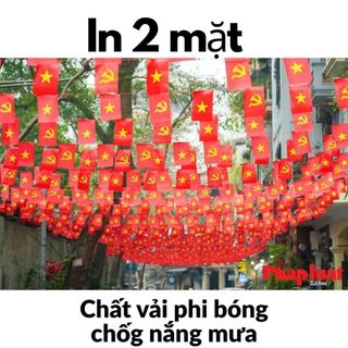 Dây Cờ Tổ Quốc - Đảng (In 2 Mặt) Cờ Đỏ Sao Vàng Dài 10m Gồm 20 Cờ – Vải Phi Bóng Dùng Treo Trang Trí Dịp Lễ Tết, Sự Kiện