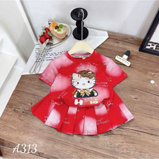 (CÓ LÓT TRONG) Váy xếp ly bé gái in hình HELLO KITTY 9-45kg (M49)