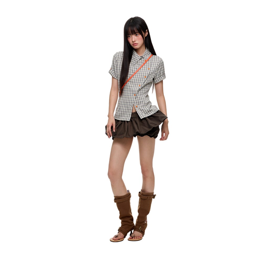 [KH51] Chân váy mini skirt Y2K dáng xòe bồng cạp trễ phong cách Acubi | Khao Boutique