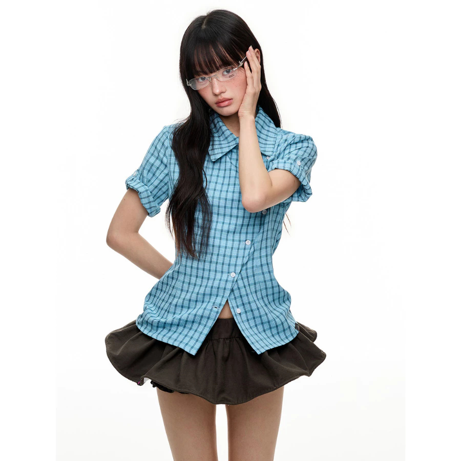 [KH51] Chân váy mini skirt Y2K dáng xòe bồng cạp trễ phong cách Acubi | Khao Boutique
