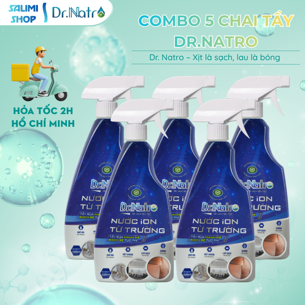 (Dr Natro) Combo 5 Chai Siêu Tẩy Đa Năng  500ml, Làm Sạch Bề Mặt, Loại Bỏ Mùi Hôi, Khử Khuẩn