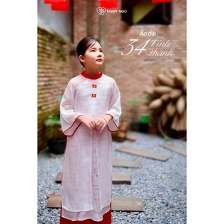 [HUMYNGO] - Áo dài YÊU NƯỚC cờ đỏ sao vàng Việt Nam mừng lễ 30/4 - 1/5 cho bé gái 5-12 tuổi. Áo dài kèm quần bé gái [155