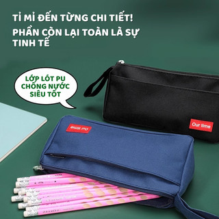 Túi Đựng Bút Canvas Nhiều Ngăn Tối Giản, Hộp Bút Vải Nhỏ Gọn Bền Chống Nước Dùng Học Tập Văn Phòng