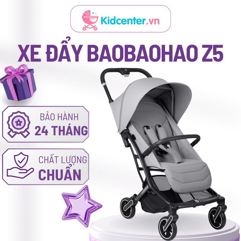 [New 2026] Xe Đẩy Cho Bé Baobaohao Chính Hãng Z5 bảo hành 24 tháng chĩnh hãng, Xe Đẩy Đa Năng Gấp Gọn, Mái Che Chống Tia