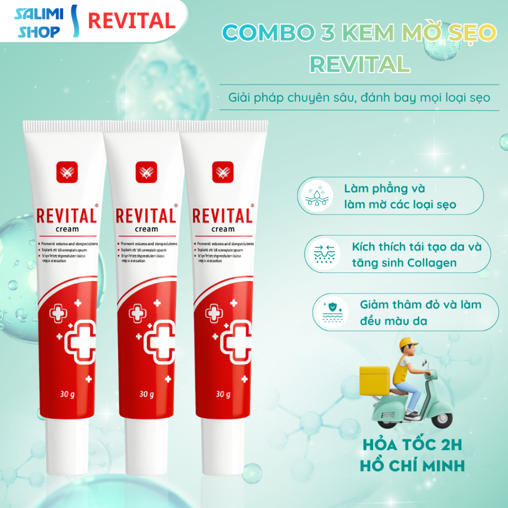 Combo 3 Tuýp Kem Revital 30g Chiết Xuất Thông Đỏ, Nghệ Nano - Hỗ Trợ Mờ Thâm Sẹo Nhanh Chóng