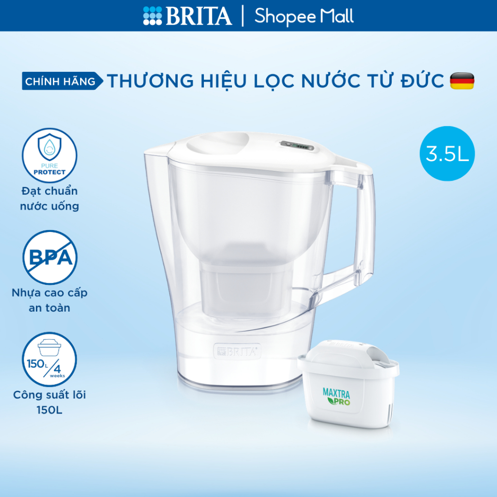 Bình lọc nước BRITA Aluna XL 3.5L (có sẵn 1 lõi lọc Maxtra Pro 150L)