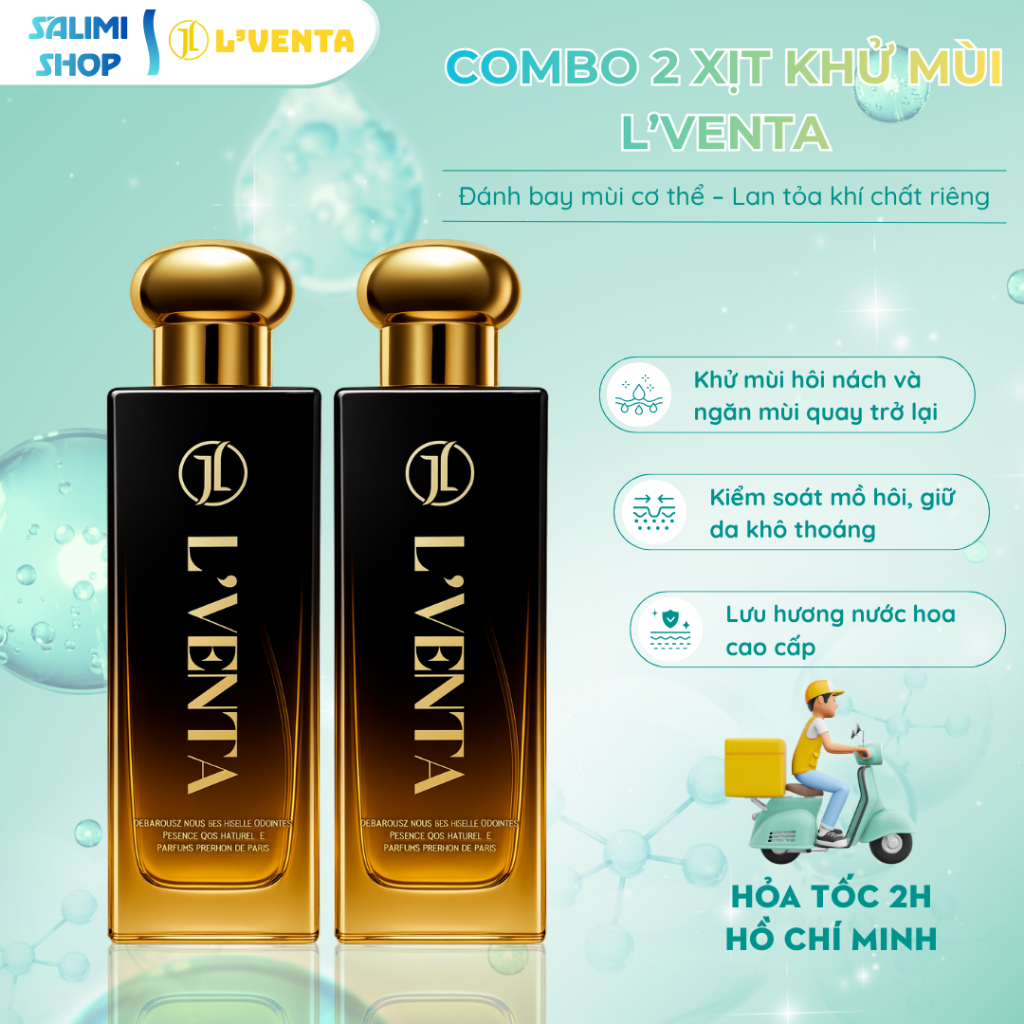 Combo 2 chai xịt L'Venta 45ml (Tổng 90ml) - Giúp ngăn mùi, giữ da khô thoáng