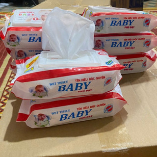[Thùng 24 Gói] Khăn Giấy Ướt Baby Phú Đạt 100 Tờ Mềm Mịn, Dịu Nhẹ, An Toàn Cho Da Bé