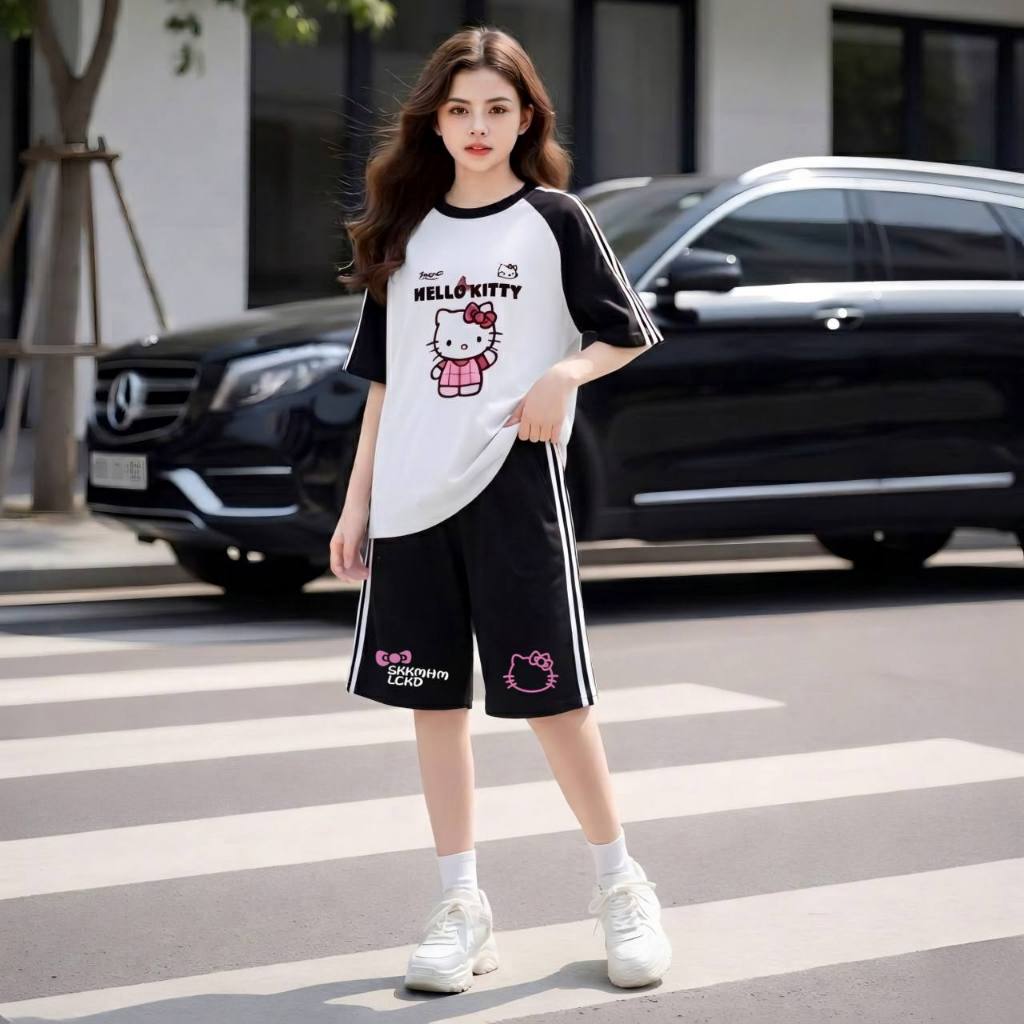 Áo hello kitty tay viền cho bé gái size đại BEESHOP H26044A