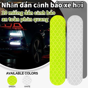 Bộ 10 Miếng Dán Phản Quang Cảnh Báo An Toàn Chống Va Chạm Trang Trí Xe Hơi / Mũ Bảo Hiểm