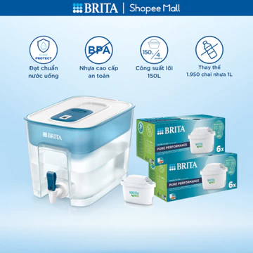 Combo Bình lọc nước BRITA Flow 8.2L + 12 lõi lọc Maxtra Pro