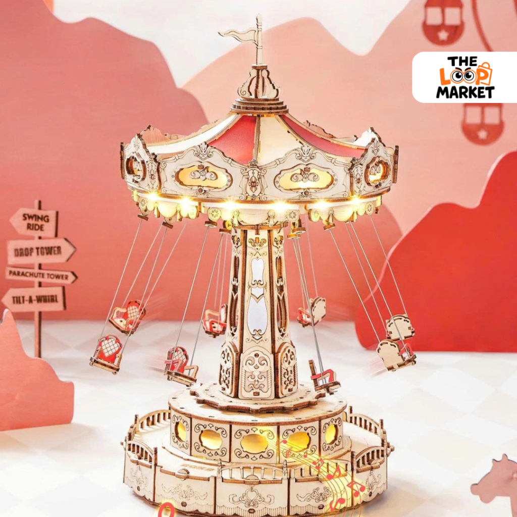 Đồ chơi lắp ráp ROKR Bằng gỗ 3D Swing Ride DIY Music Box. Hộp nhạc ...