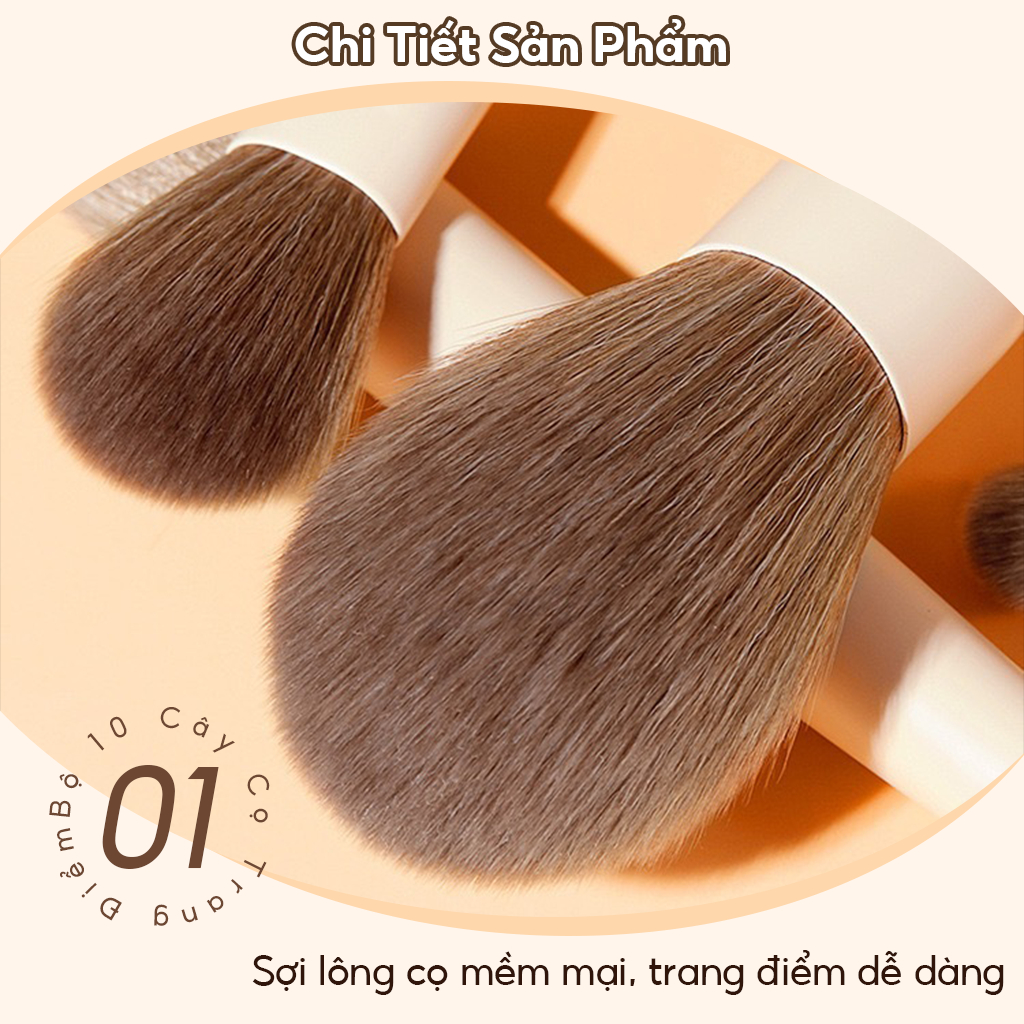 Set 10 Cọ Trang Điểm Derf Chuyên Nghiệp Chất Lượng Cao