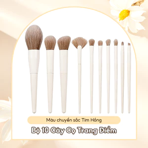 Bộ cọ makeup 10 cây trang điểm chuyên dụng cọ má hồng cọ kẻ mắt thân gỗ đầu bông mềm mịn