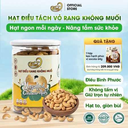 Hạt Điều Rang Không Muối Không Vỏ Lụa Bình Phước FAMINUTS, size A Cồ, Béo Bùi, Giòn Rụm, Dinh Dưỡng Phù Hợp Cho Mẹ Bé