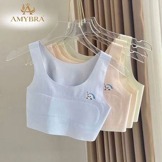 Combo 4 ( có set 3 ) Áo Lót Lá Đệm Liền Cho Bé Gái Chất Su, Áo Lá Học Sinh Tuổi Dậy Thì AMYBRA B898