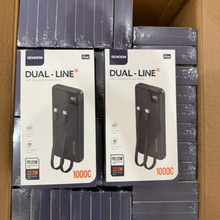 Pin dự phòng Sendem PK88 10000mAh TypeC PD 20W & USB-A QC 3.0 22.5W, Kèm 2 Cáp sạc ra