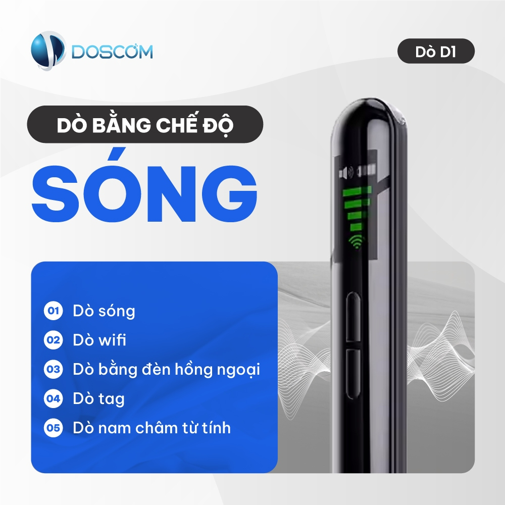 Máy Dò Camera Ẩn D1 Doscom – Quét GPS, Wifi, Ghi Âm | Phát Hiện Nghe Lén Siêu Nhanh 1500 Lần/s