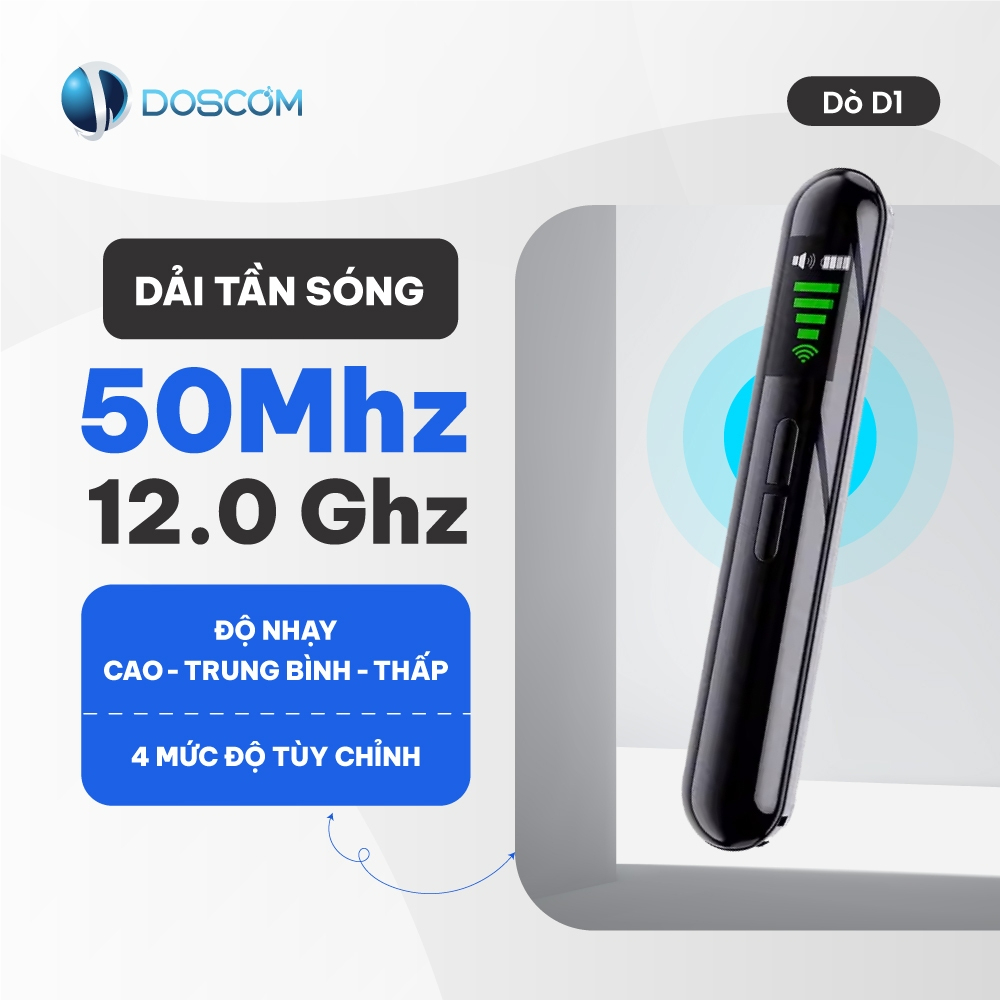 Máy Dò Camera Ẩn D1 Doscom – Quét GPS, Wifi, Ghi Âm | Phát Hiện Nghe Lén Siêu Nhanh 1500 Lần/s