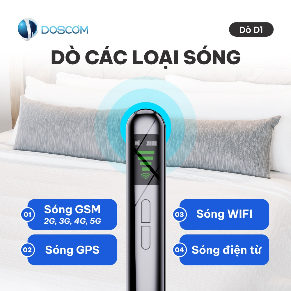 Máy Dò Camera Ẩn D1 Doscom – Quét GPS, Wifi, Ghi Âm | Phát Hiện Nghe Lén Siêu Nhanh 1500 Lần/s
